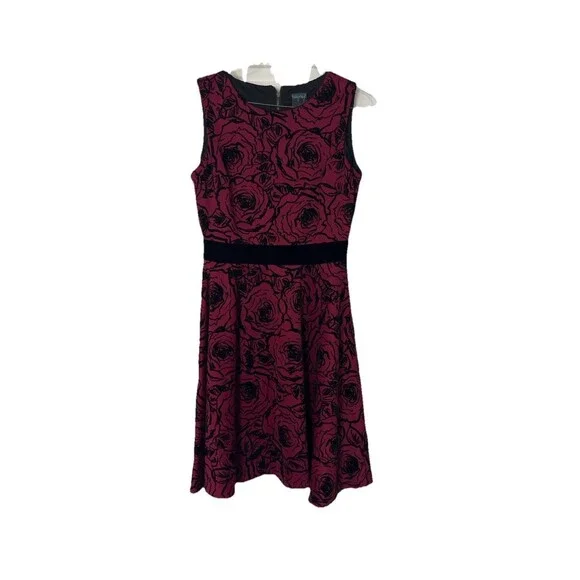 Gabby Skye Dress Size 4 Dark Pink With Velvet Floral Pattern Whimsy Goth - Picture 3 of 9